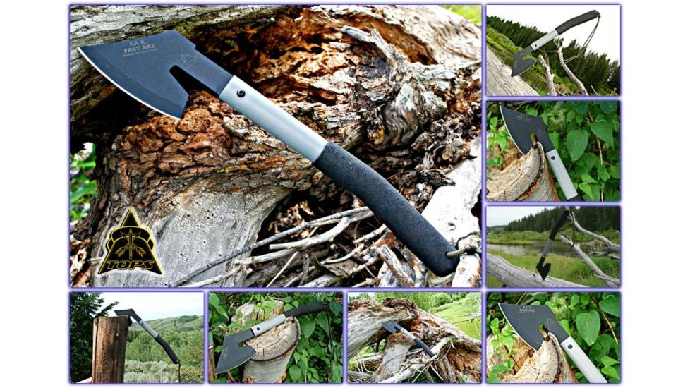 Tops Knives FAX Fast Axe 2,High Carbon Steel Blade,Black And Gray Handle TPFAX02