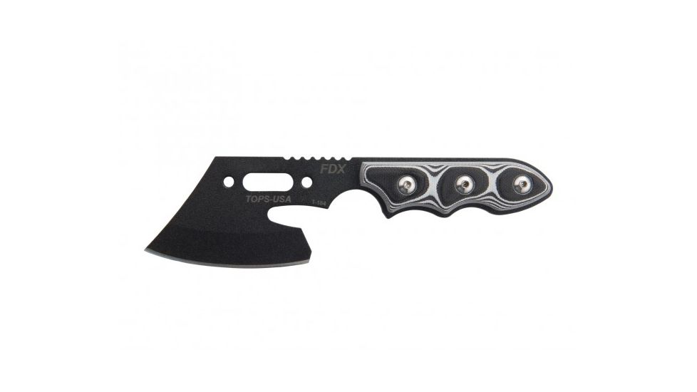 Tops Knives FDX Mini Axe 18 Fixed Blade Knife, Black, 2.75in, FDX-18
