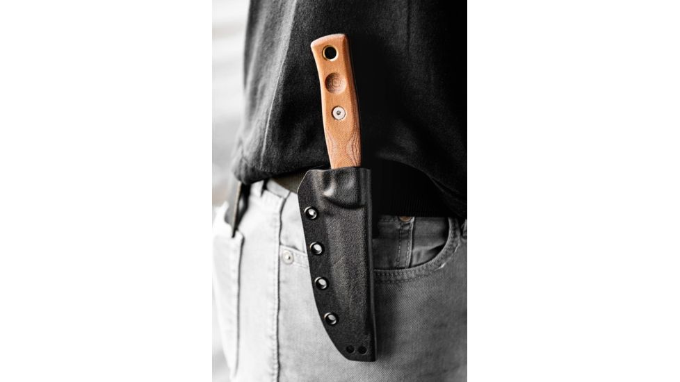 TOPS Knives Fieldcraft 3.5 Fixed Blade Knife, 3.75in, 1095 RC 56-58 Steel Blade, Tan Canvas Micarta Handle, MBROS-01