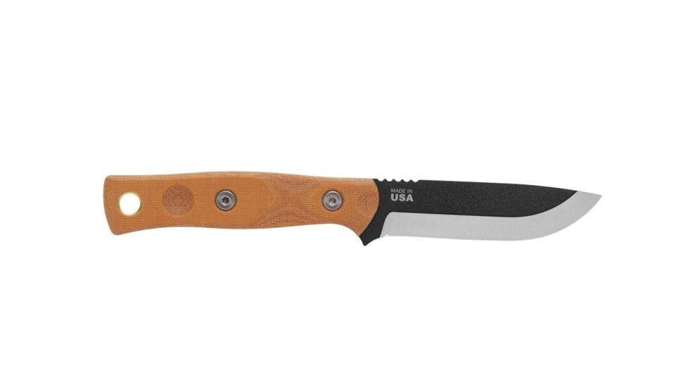 TOPS Knives Fieldcraft 3.5 Fixed Blade Knife, 3.75in, 1095 RC 56-58 Steel Blade, Tan Canvas Micarta Handle, MBROS-01