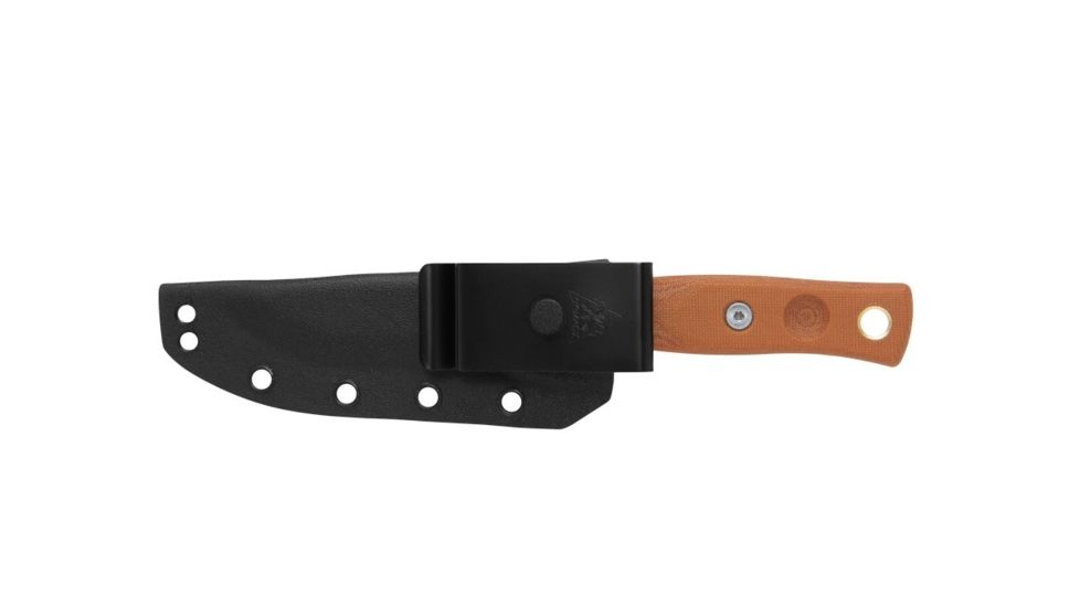 TOPS Knives Fieldcraft 3.5 Fixed Blade Knife, 3.75in, 1095 RC 56-58 Steel Blade, Tan Canvas Micarta Handle, MBROS-01