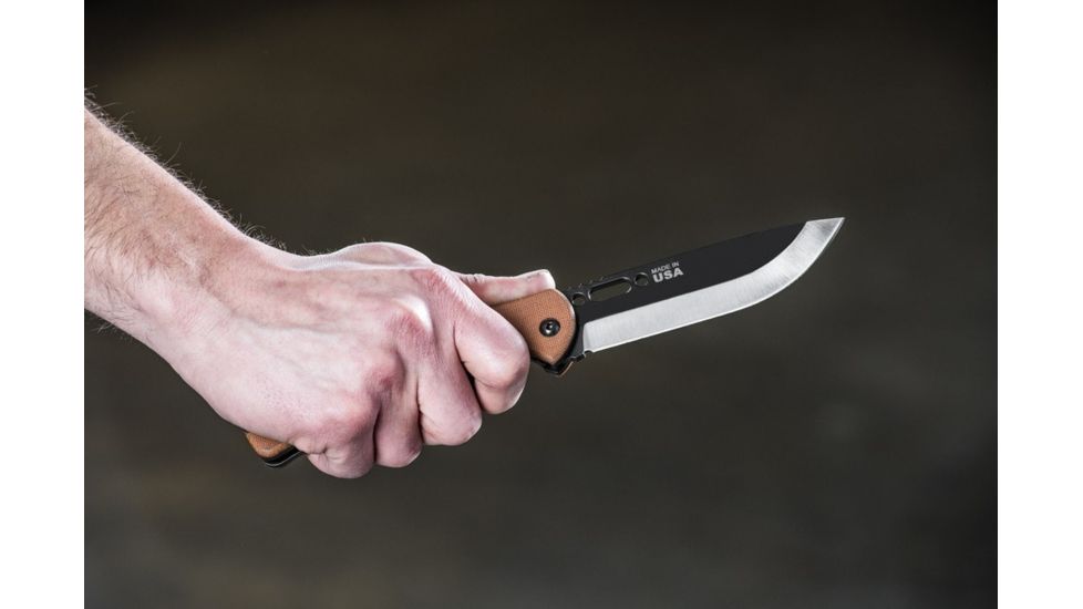 Tops Knives Fieldcraft Folder Knife, w/sheath, Brown FCF-01