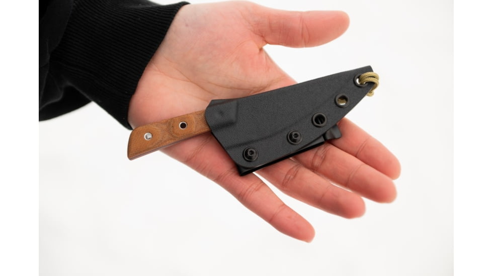 TOPS Knives Frog Market Special Mini Fixed Blade Knife, 3.25in, 1095 Steel, Wharncliffe, Tan Canvas Micarta Handle, FMSM-02