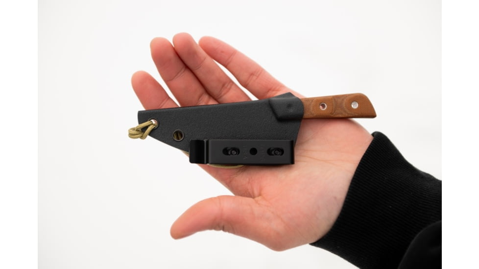 TOPS Knives Frog Market Special Mini Fixed Blade Knife, 3.25in, 1095 Steel, Wharncliffe, Tan Canvas Micarta Handle, FMSM-02