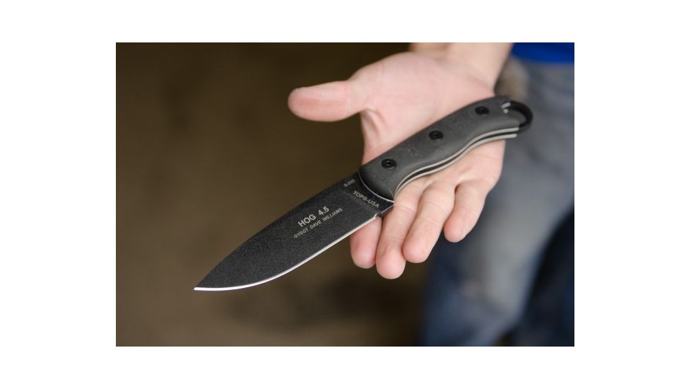 Tops Knives Hunters of Gunmen Fixed Blade Knife, Black, 4.38in, HOG-4.5