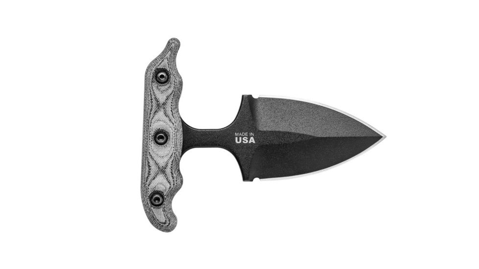 Tops Knives I Stick Fixed Blade Knife,3.50in Black 1075 RC 56-58 Steel,Black Canvas Micarta Handle, Black ISTK-01