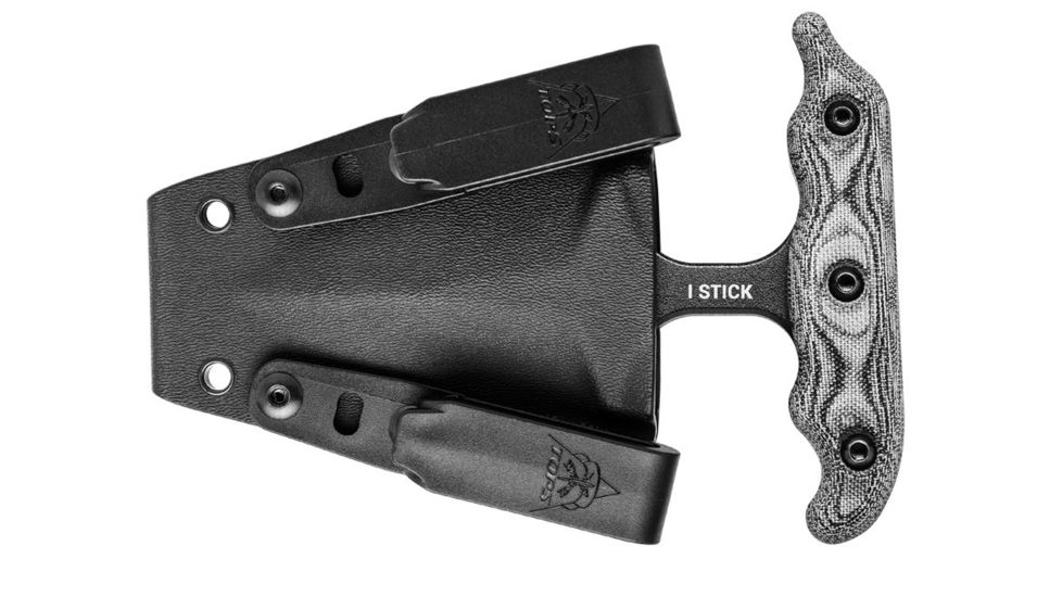 Tops Knives I Stick Fixed Blade Knife,3.50in Black 1075 RC 56-58 Steel,Black Canvas Micarta Handle, Black ISTK-01