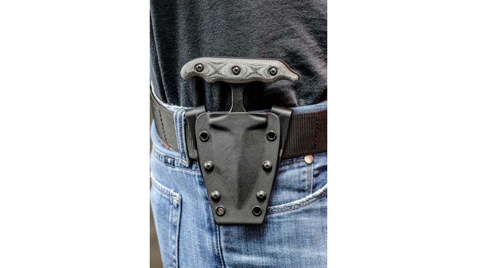 Tops Knives I Stick Fixed Blade Knife,3.50in Black 1075 RC 56-58 Steel,Black Canvas Micarta Handle, Black ISTK-01