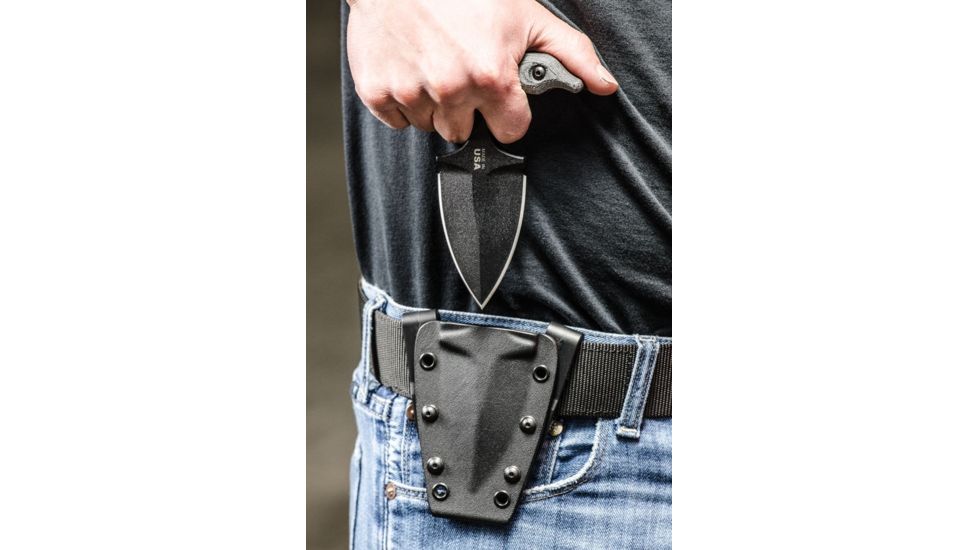 Tops Knives I Stick Fixed Blade Knife,3.50in Black 1075 RC 56-58 Steel,Black Canvas Micarta Handle, Black ISTK-01