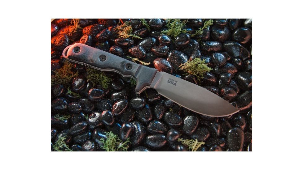 Tops Knives Idaho Hunter Fixed Blade Knife, Snake River Edition, Black, 4.75in, TIH-03