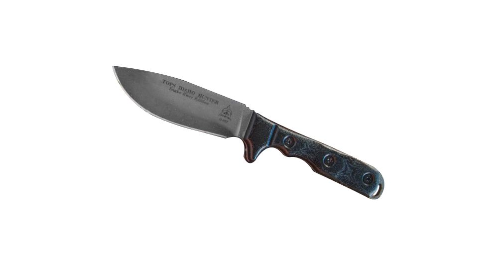 Tops Knives Idaho Hunter Fixed Blade Knife, Snake River Edition, Black, 4.75in, TIH-03