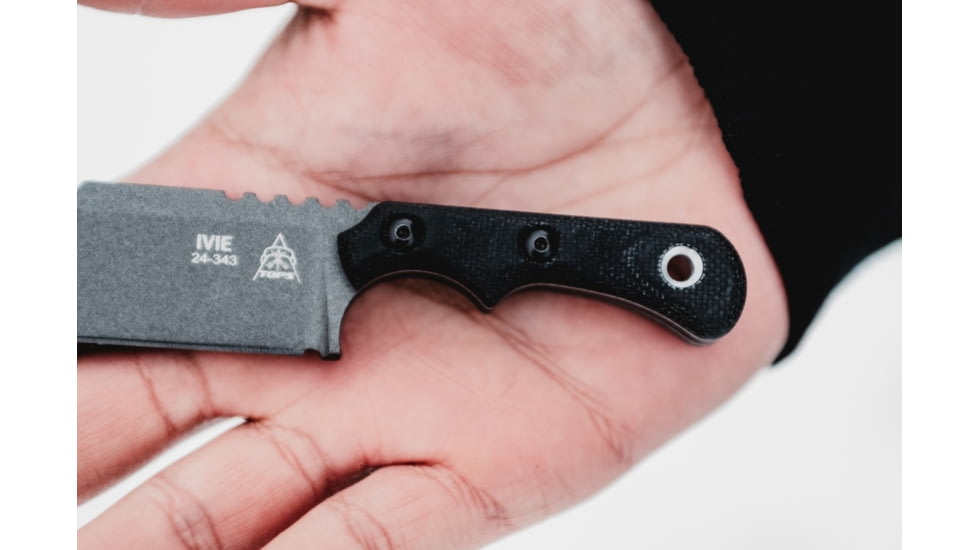 TOPS Knives Ivie 2.5in Fixed Blade Knife, 1095 Steel, Wharncliffe, Black Canvas Micarta, IV-02