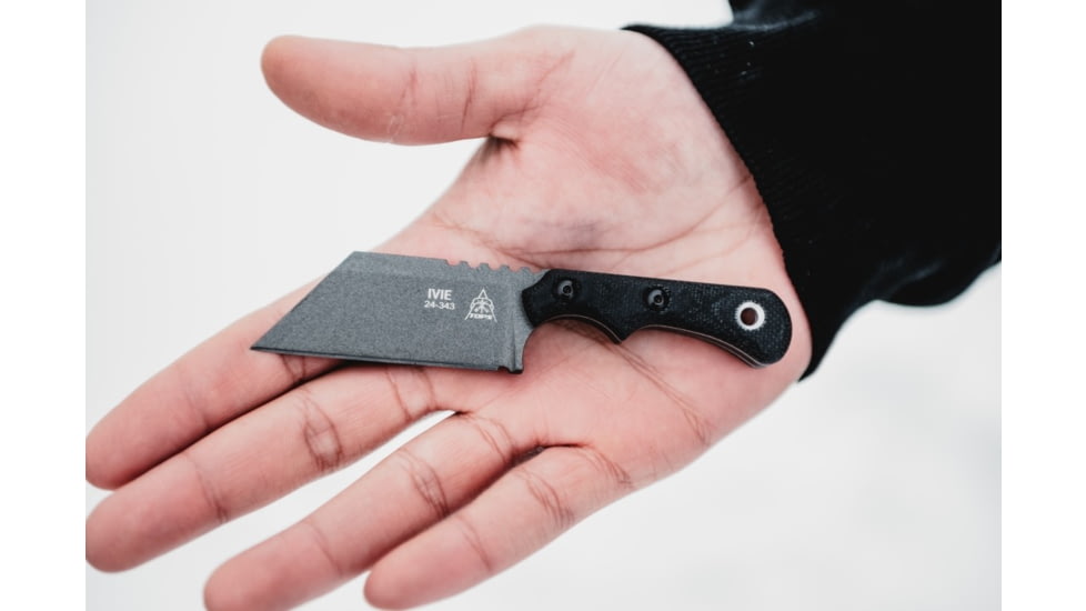 TOPS Knives Ivie 2.5in Fixed Blade Knife, 1095 Steel, Wharncliffe, Black Canvas Micarta, IV-02