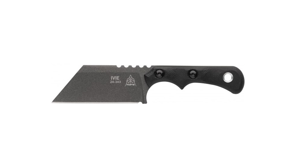 TOPS Knives Ivie 2.5in Fixed Blade Knife, 1095 Steel, Wharncliffe, Black Canvas Micarta, IV-02