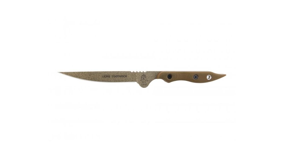 Tops Knives Lions Toothpick Fixed Blade Knife, Tan, 4in, TOOTH-01