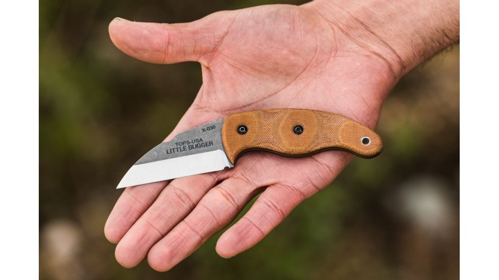 Tops Knives Little Bugger Fixed Blade Knife, Tan, 2.38 in LILB-01