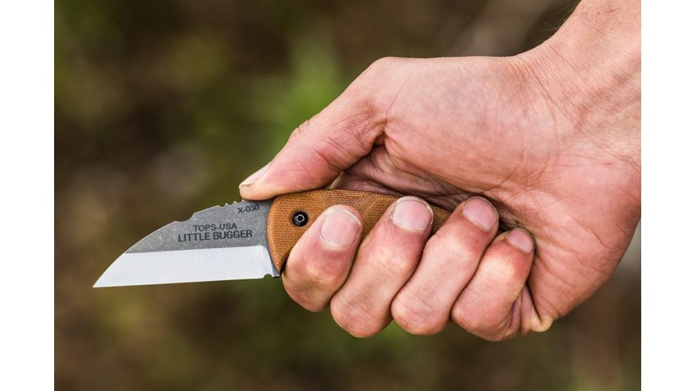 Tops Knives Little Bugger Fixed Blade Knife, Tan, 2.38 in LILB-01