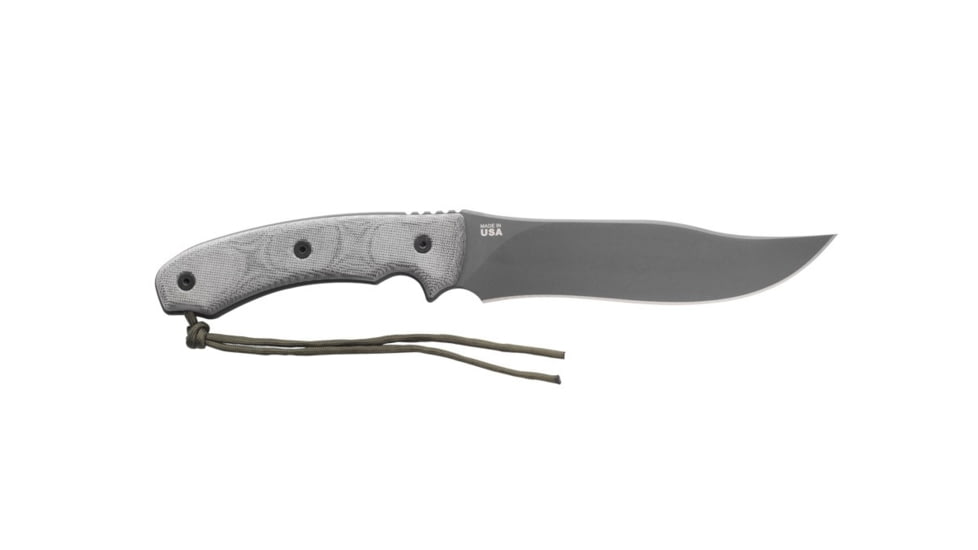 Tops Knives Longhorn Bowie Micarta Fixed Blade Knife, w/Black River Wash, Black, 6.75in, LONGB-05