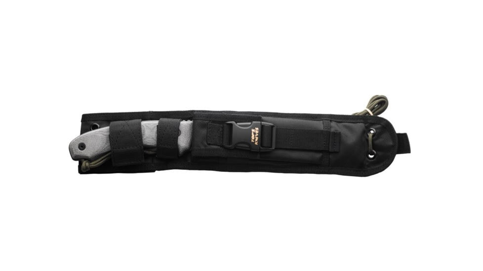 Tops Knives Longhorn Bowie Micarta Fixed Blade Knife, w/Black River Wash, Black, 6.75in, LONGB-05