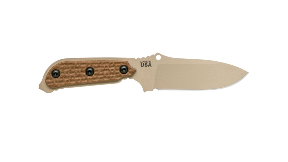 Tops Knives Mil-Spie3 Elite Fixed Blade Knife, Tan, 4in, MIL3-Elite-Tan