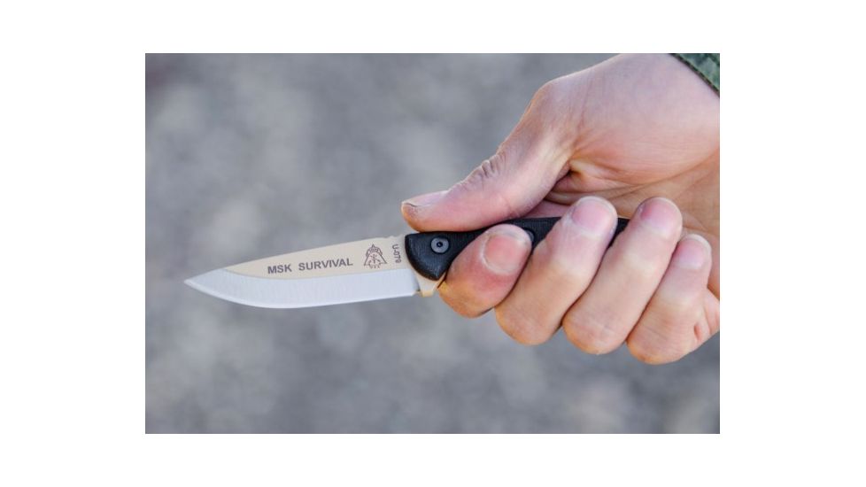 Tops Knives Mini Scandi Survival Fixed Blade Knife, Black, 3in, MSK-SURV