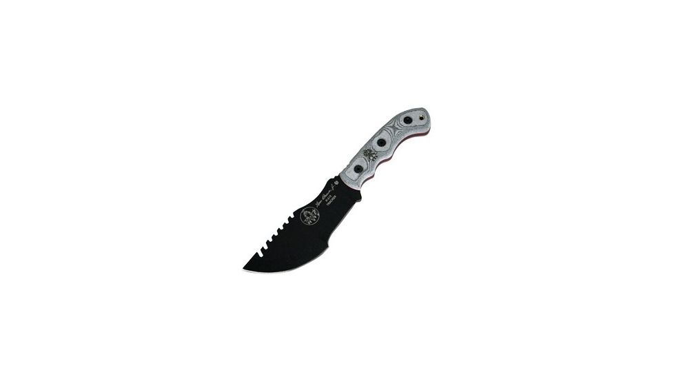 Tops Knives Mini Tom Brown Tracker, Gray Micarta, Black Blade, Kydex TKTBT-020-T2