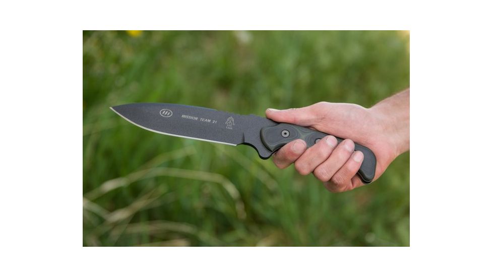 Tops Knives Mission Team 21 Fixed Blade Knife, Black, 6.63in, MT-21