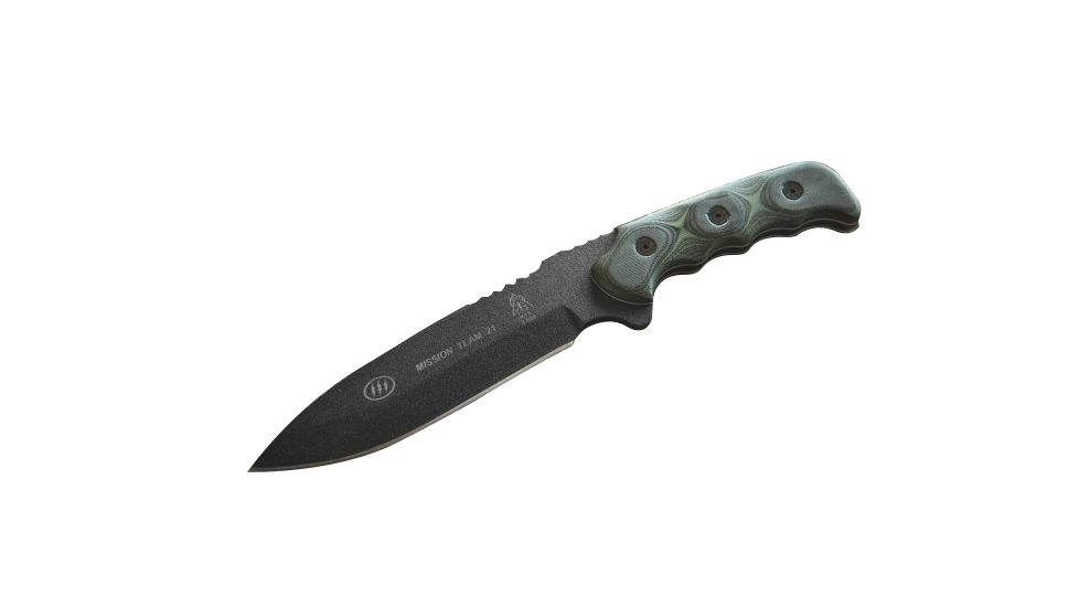 Tops Knives Mission Team 21 Fixed Blade Knife, Black, 6.63in, MT-21