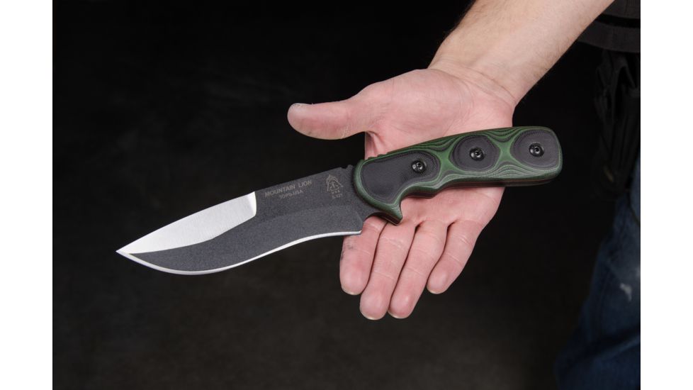 Tops Knives Mountain Lion Fixed Blade Knife, Green, 5.5in, MTLN-01