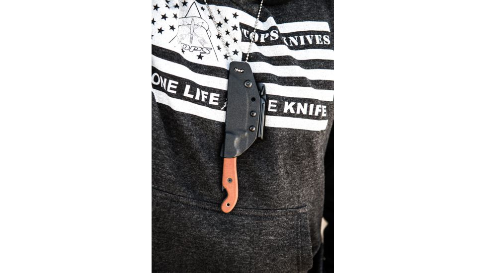 Tops Knives Pit Stop 3 Fixed Blade Knife,3in,Carbon Steel Blade,Tan Canvas Micarta Handle TPPSK01