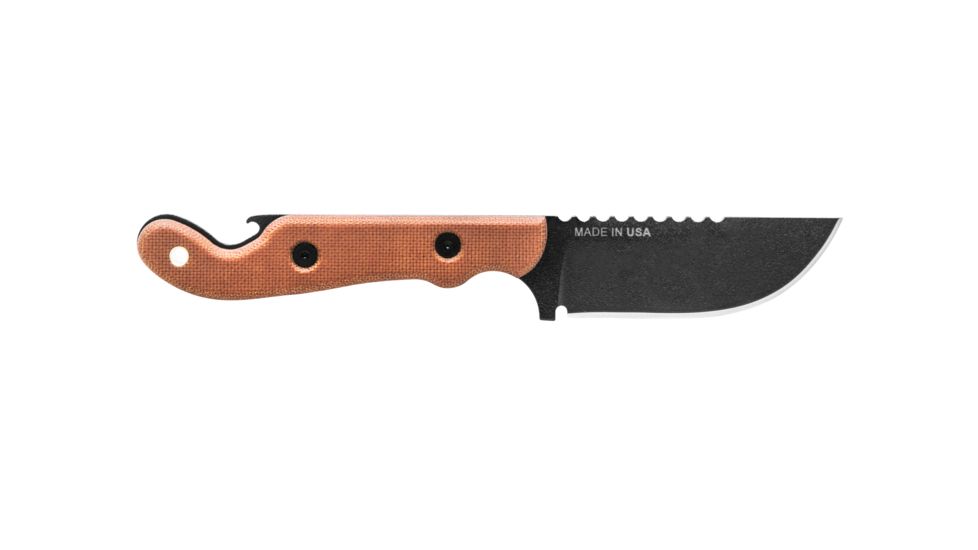 Tops Knives Pit Stop 3 Fixed Blade Knife,3in,Carbon Steel Blade,Tan Canvas Micarta Handle TPPSK01