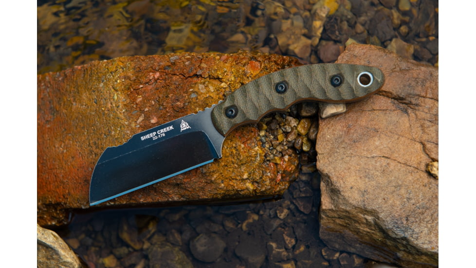 TOPS Knives Sheep Creek Knife, 3.75in, 154CM, Fixed Blade, Green w/ Tan liner, SPCK-01