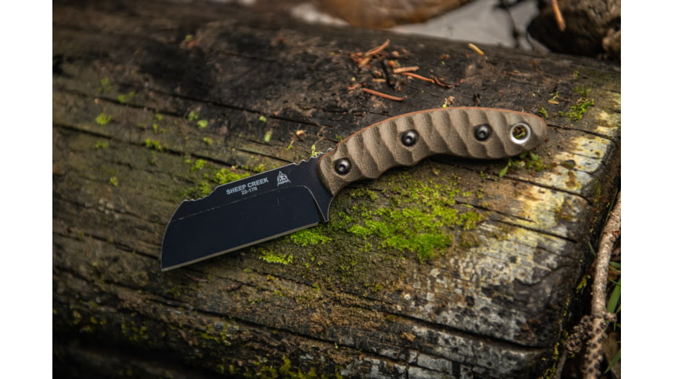 TOPS Knives Sheep Creek Knife, 3.75in, 154CM, Fixed Blade, Green w/ Tan liner, SPCK-01
