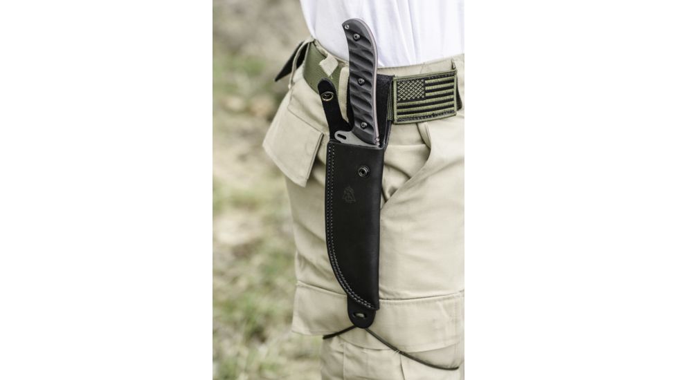 Tops Knives Silent Hero Fixed Blade Knife, w/Smooth Scales, Black, 6.38in, HERO-04