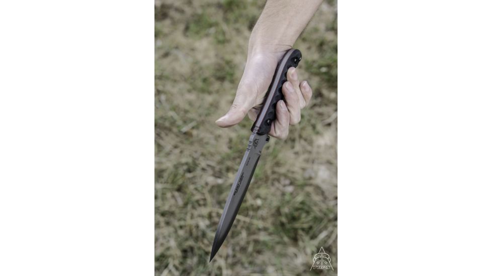 Tops Knives Silent Hero Fixed Blade Knife, w/Smooth Scales, Black, 6.38in, HERO-04