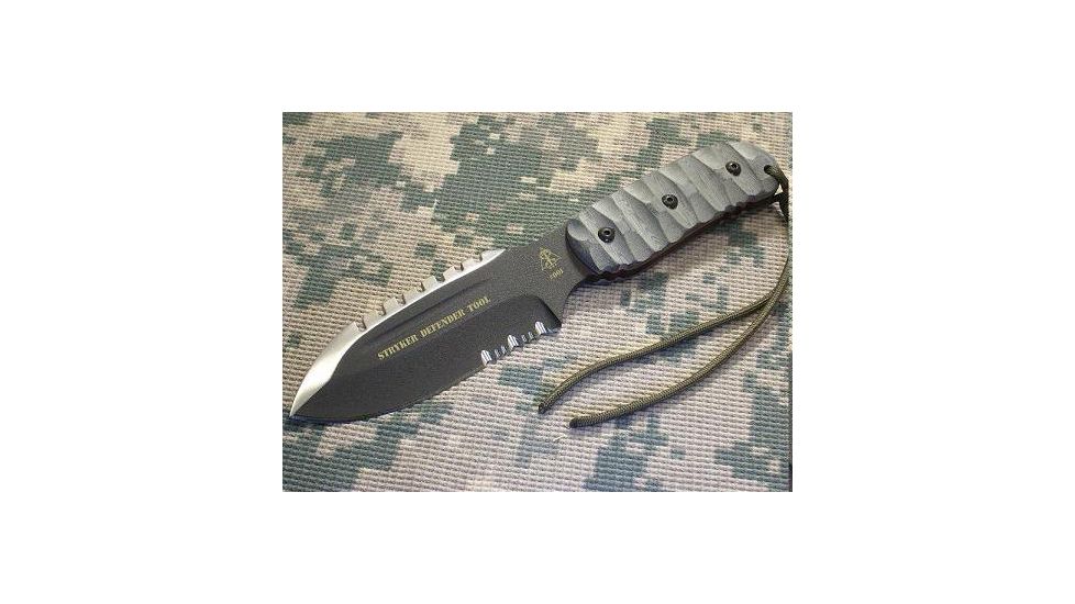 Tops Knives Stryker Defender Tool, Micarta RMT Handle, Black Combo Blade TKDEFT-01