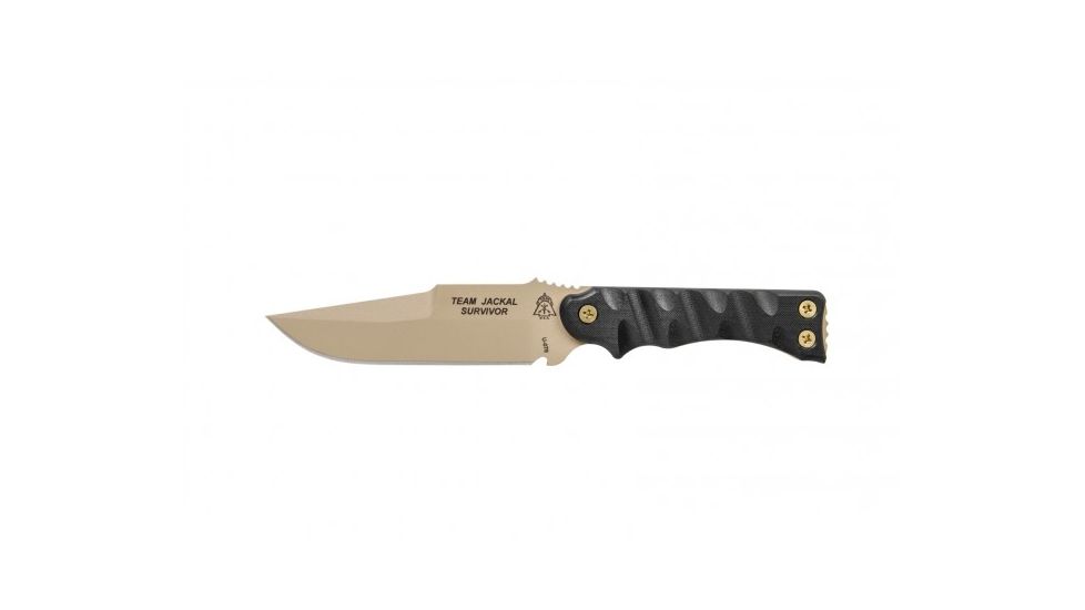 Tops Knives Team Jackal 5 Survivor Series Fixed Blade Knife, Black, 5in, TMJK-5S
