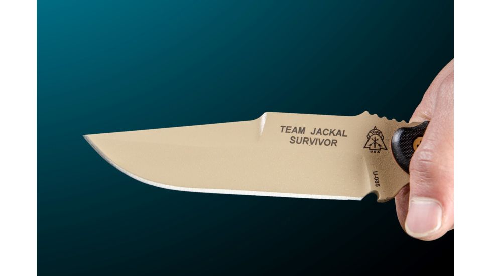 Tops Knives Team Jackal 5 Survivor Series Fixed Blade Knife, Black, 5in, TMJK-5S