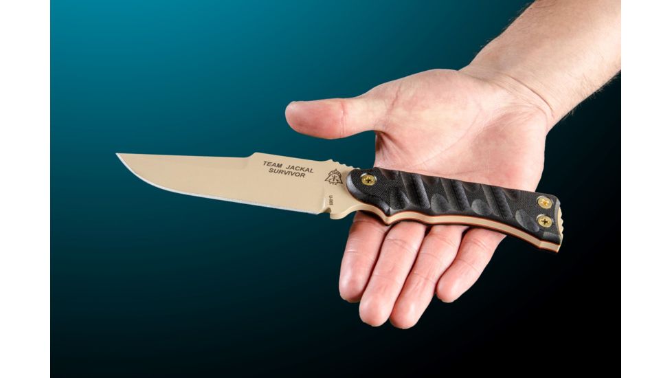 Tops Knives Team Jackal 5 Survivor Series Fixed Blade Knife, Black, 5in, TMJK-5S