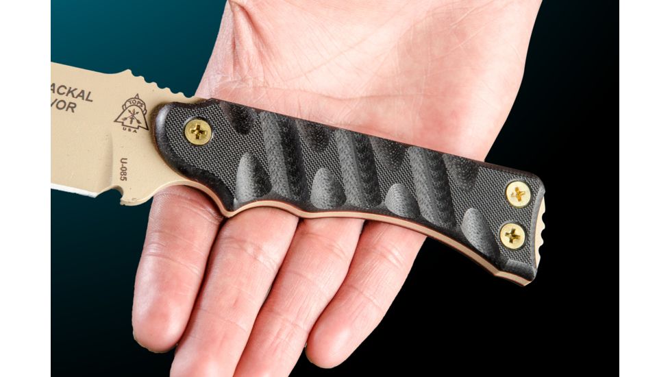 Tops Knives Team Jackal 5 Survivor Series Fixed Blade Knife, Black, 5in, TMJK-5S