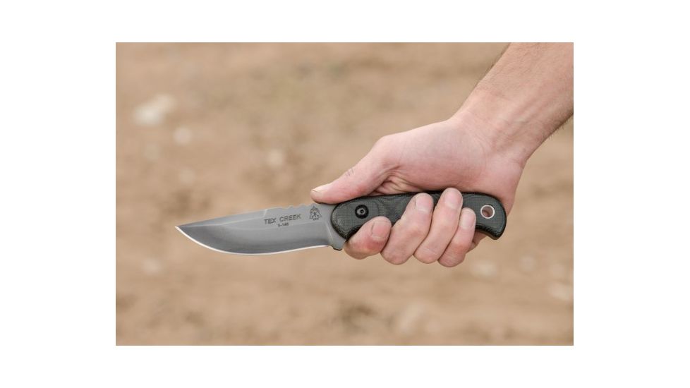Tops Knives TEX Creek Fixed Blade Knife, Black, 4.19in, TEX4-02