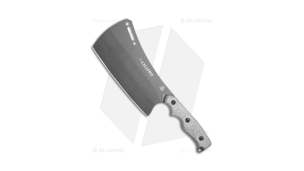 TOPS Knives El Chappo Cleaver Fixed Blade Knife, 6.00in, 1095, Cleaver Blade, Micarta, Gray Handle, Gray/Gray, 11.00 inch, BHQ-176332