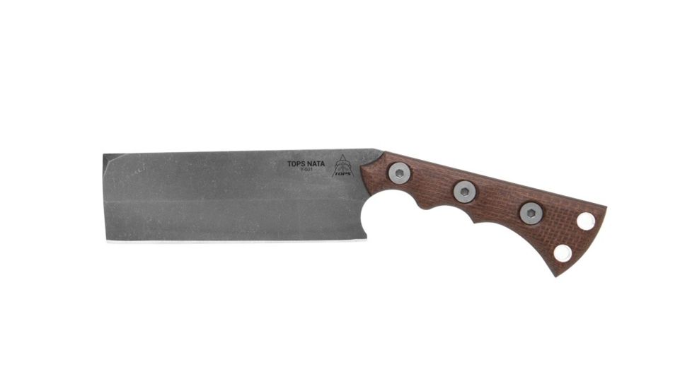 TOPS Knives TOPS Nata Fixed Blade Knife, 6.50in, Acid Rain, Black Canvas/Brown Burlap Micarta TNAT-02