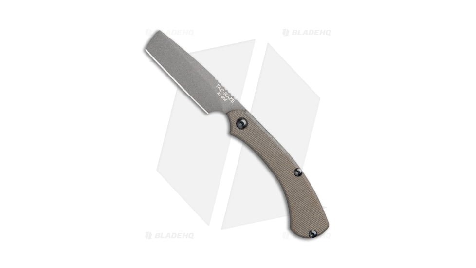 TOPS Knives TOPS Tac-Raze Friction Folding Knife, 3.25in, 1095, Cleaver Blade, Micarta Green Handle, Gray/Green, 7.625in, BHQ-189411