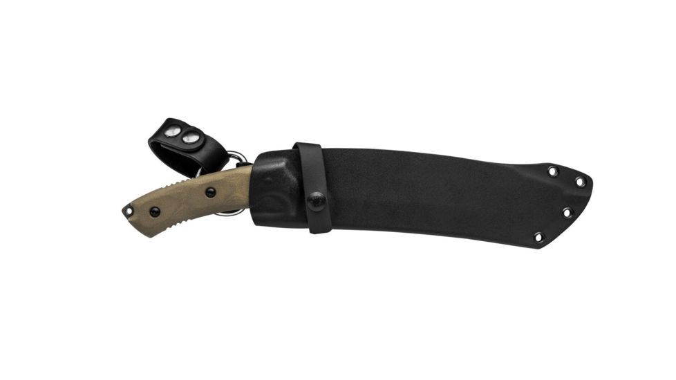 Tops Knives Tundra Trekker Fixed Blade Knife,9in,Tactical Stone 1095 RC 56-58 Steel Blade, Green Canvas Micarta Handle, TDTK-01