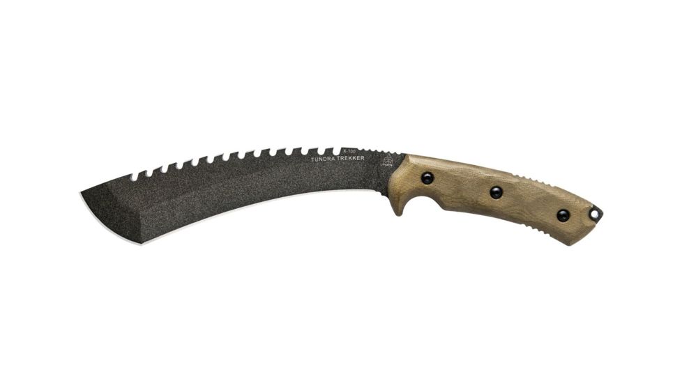 Tops Knives Tundra Trekker Fixed Blade Knife,9in,Tactical Stone 1095 RC 56-58 Steel Blade, Green Canvas Micarta Handle, TDTK-01