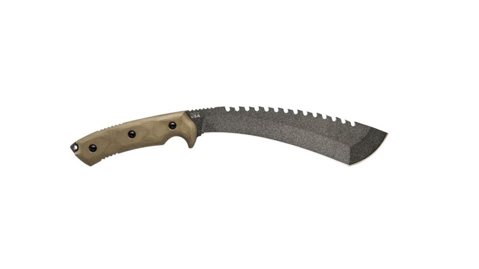 Tops Knives Tundra Trekker Fixed Blade Knife,9in,Tactical Stone 1095 RC 56-58 Steel Blade, Green Canvas Micarta Handle, TDTK-01