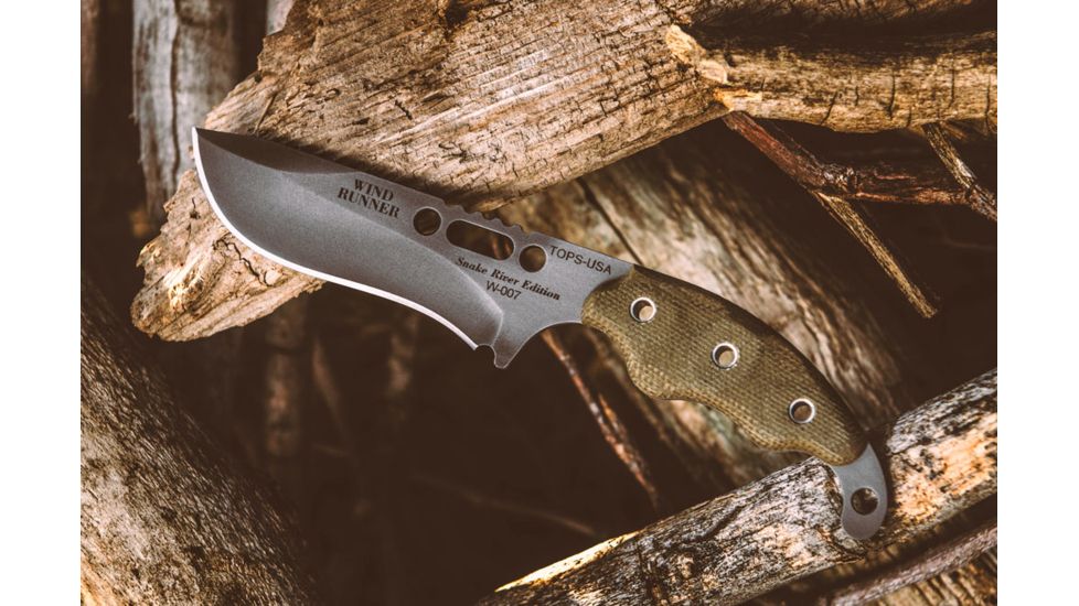 Tops Knives Wind Runner Snake River Edition Fixed Blade Knife / 6.25 in Recurved Blade, WDR-02