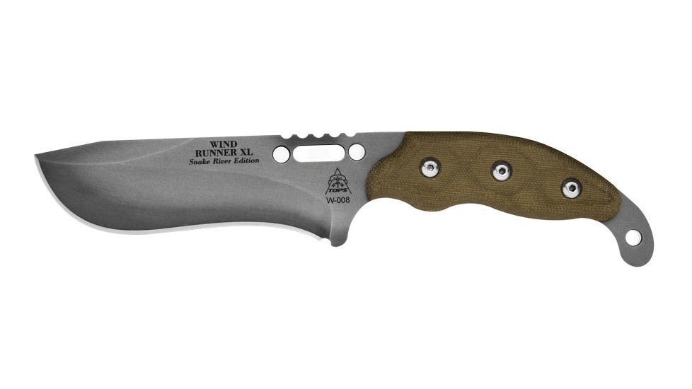 Tops Knives Wind Runner XL Snake River Edition Knife w/5.25 in Recurve Blade, WDRXL-02