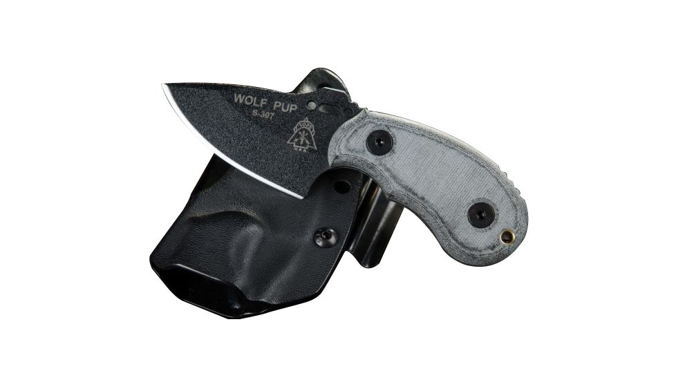 Tops Knives Wolf Pup Fixed Blade Knife, Black, 2.5in, WP010